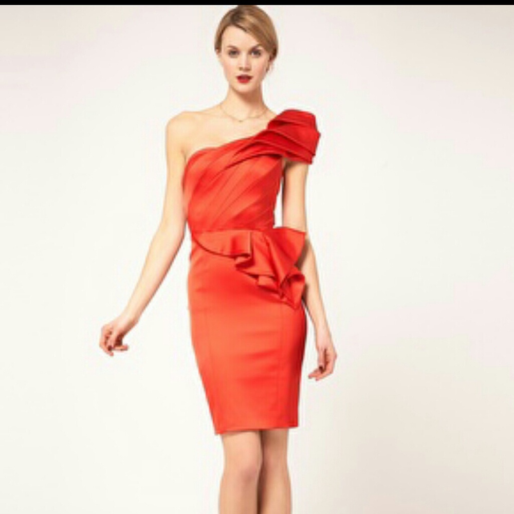 Karen Millen one shoulder red dress
